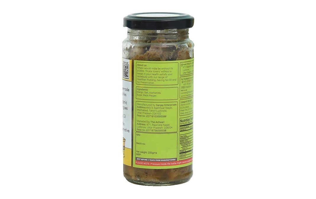 The Achaari Khatti Achaari Black Pepper    Glass Jar  250 grams